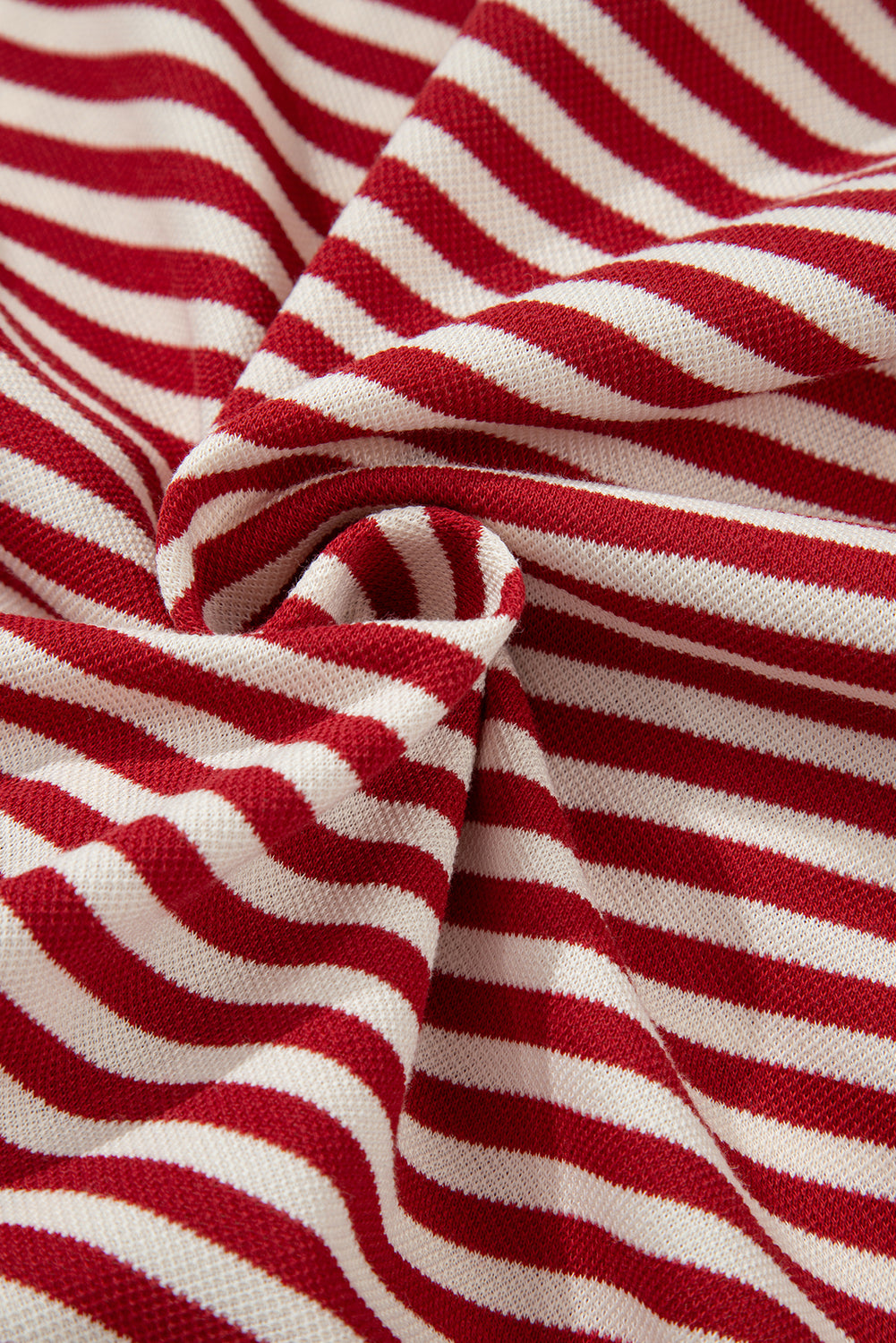 Red Stripe Bowknot Cutout Back Drop Shoulder Wide Bracelet Sleeve Loose Tee