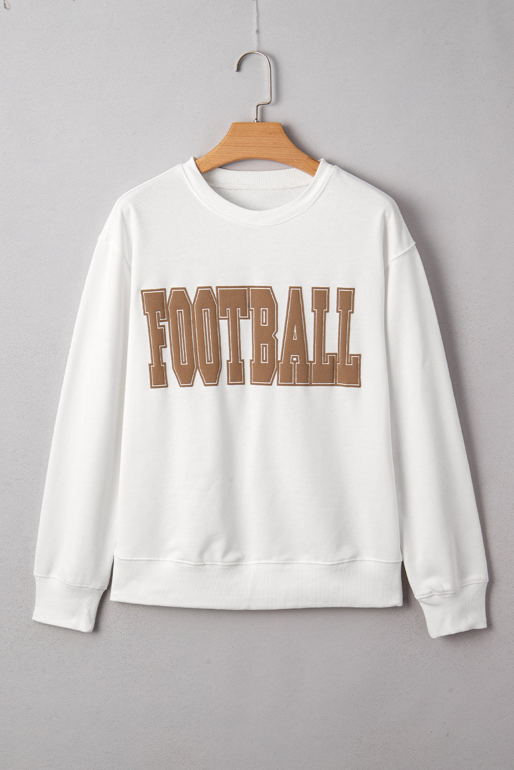 White FOOTBALL 3D Letter Graphic Crew Neck Sweatshirt