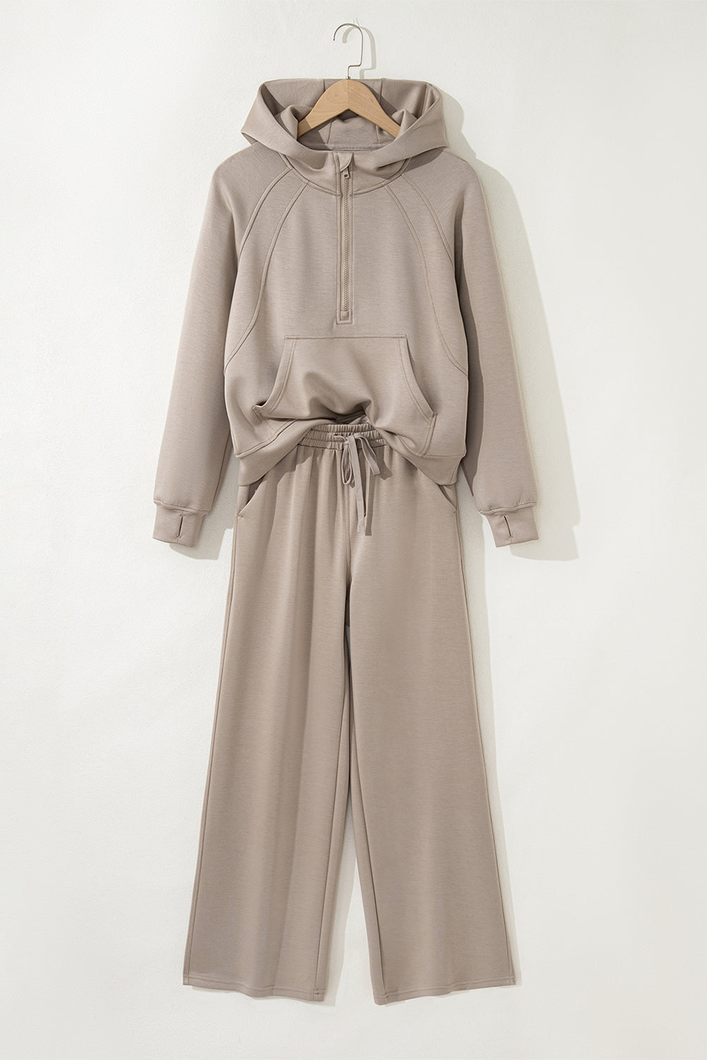 Jet Stream Half Zip Thumbhole Sleeve Hoodie Active Pants 2pcs Outfit